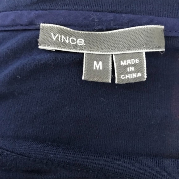 Vince Blue Drop Shoulder Mesh Sleeve Insert Top M - Picture 5 of 6